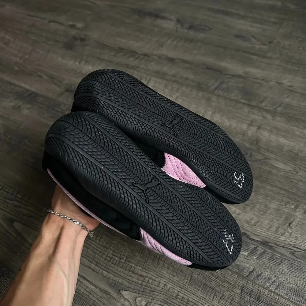 Cute Black Pink Suede Slim Sporty Puma Speedcat Low Top Driving Shoe Sneaker